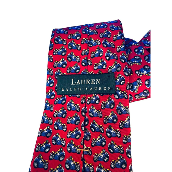 Ralph Lauren Silk Tie‎ Motorcycle Trike Motorcyclist Necktie LRL Red Made in USA - Picture 8 of 9